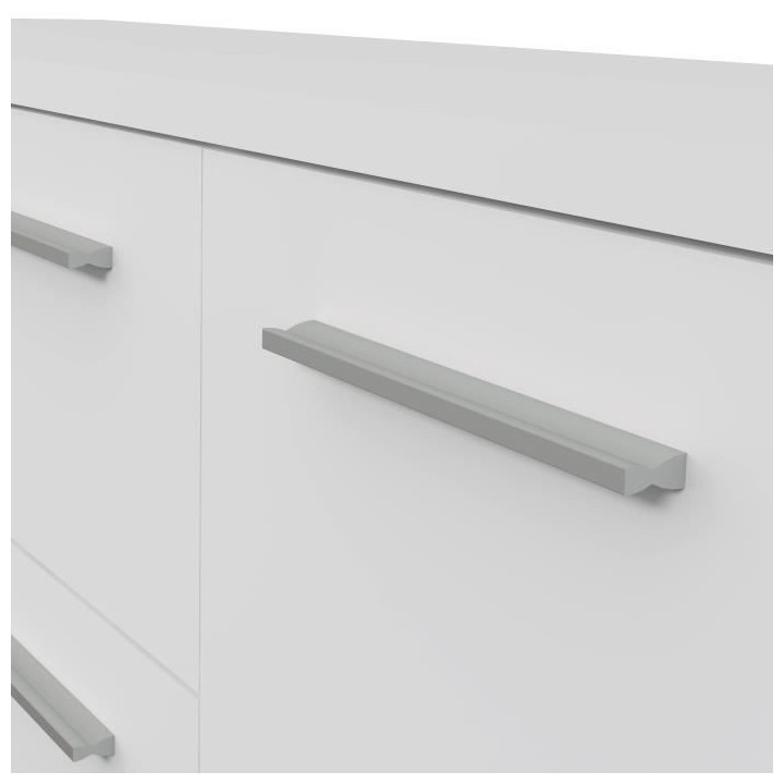 Buffet bas - Blanc mat - 4 portes 3 tiroirs - L 179 x P 42 x H 74,5 cm