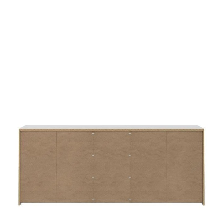 Buffet bas - Panneaux de particules - Blanc et décor gris béton - 4