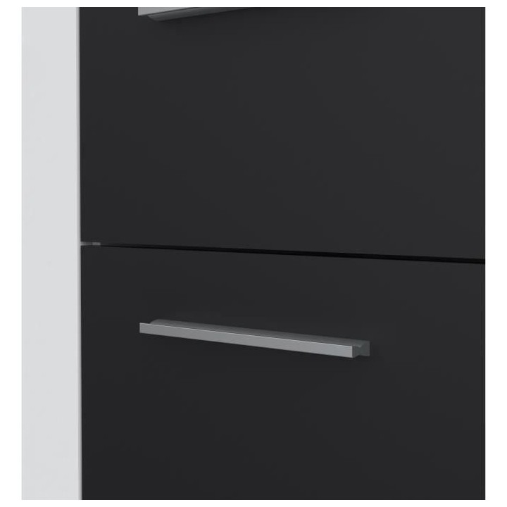 Buffet bas PILVI - 4 portes et 3 tiroirs - Blanc et noir mat - Contemp