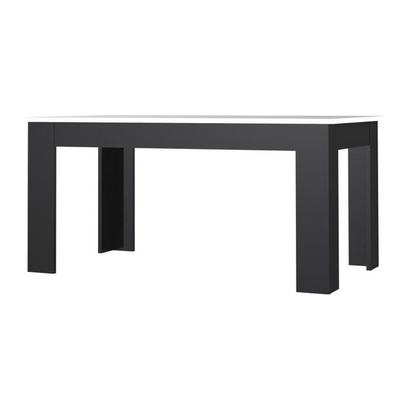 Table a manger PILVI - 6 a 8 personnes - Blanc et noir mat - Contemporain - L 160 x P 90 x H 75 cm