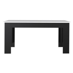 Table a manger PILVI - 6 a 8 personnes - Blanc et noir mat - Contemporain - L 160 x P 90 x H 75 cm