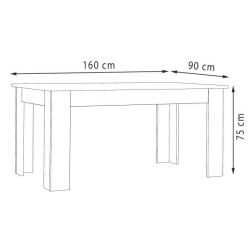 Table a manger PILVI - 6 a 8 personnes - Blanc et noir mat - Contemporain - L 160 x P 90 x H 75 cm