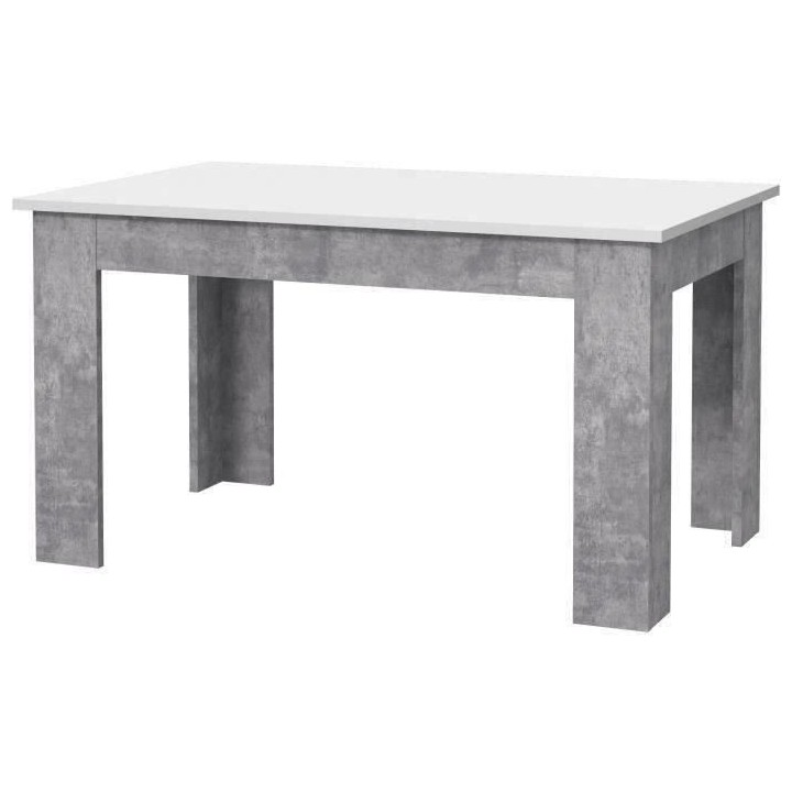 Table a manger PILVI - 4 personnes - Blanc et béton clair - L 140 x P