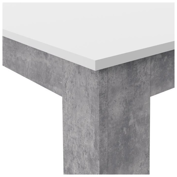 Table a manger PILVI - 4 personnes - Blanc et béton clair - L 140 x P