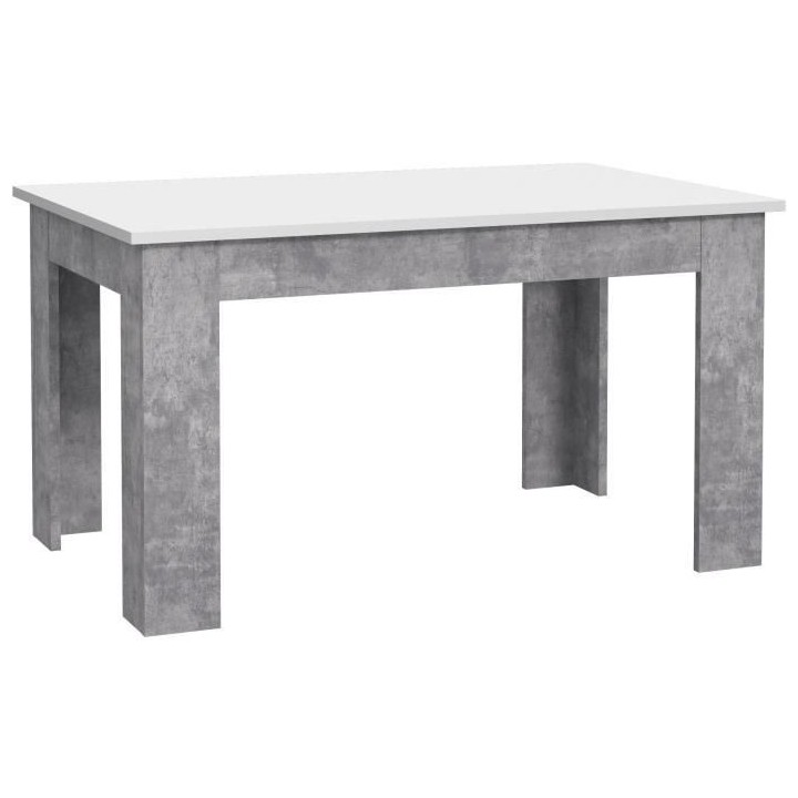 Table a manger PILVI - 4 personnes - Blanc et béton clair - L 140 x P