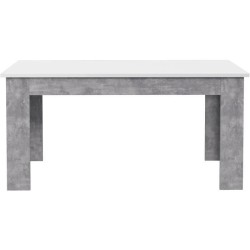 Table a manger PILVI - 6 a 8 personnes - Blanc et béton clair - Contemporain - L 160 x P 90 x H 75 cm