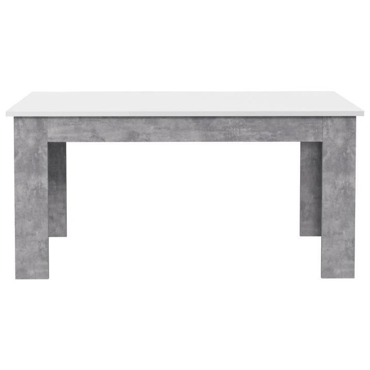 Table a manger PILVI - 6 a 8 personnes - Blanc et béton clair - Conte