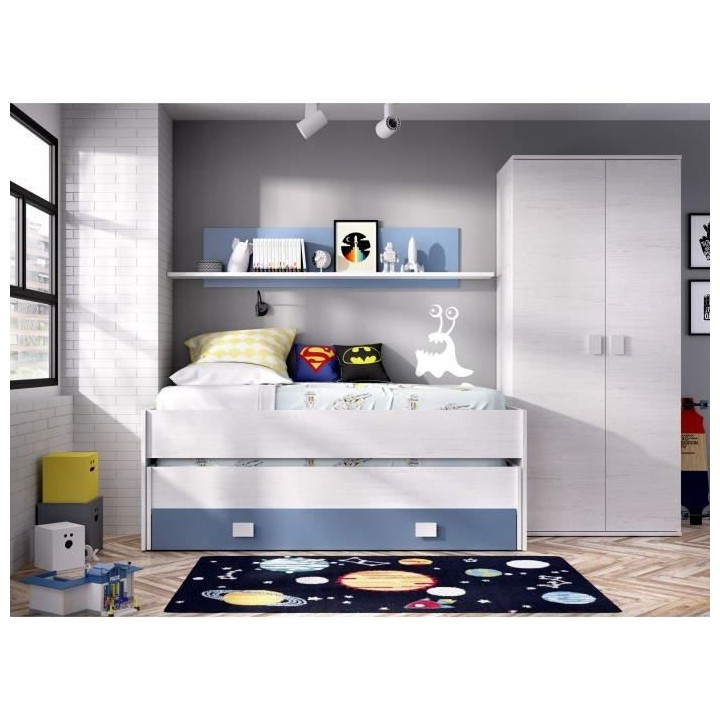 OCEAN Lit gigogne enfant 2 x 90 x 190 cm - Avec Tiroir de rangement +