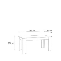 Table a manger PILVI - 6 a 8 personnes - Blanc et béton clair - Contemporain - L 160 x P 90 x H 75 cm