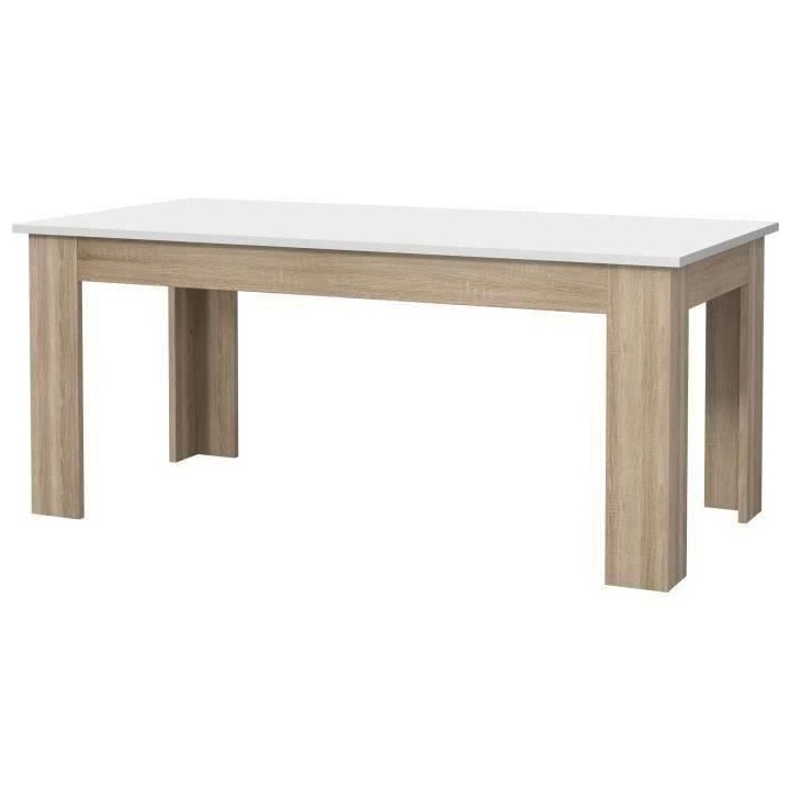 Table a manger PILVI - 8 personnes - Blanc et chene sonoma - L 180 x I
