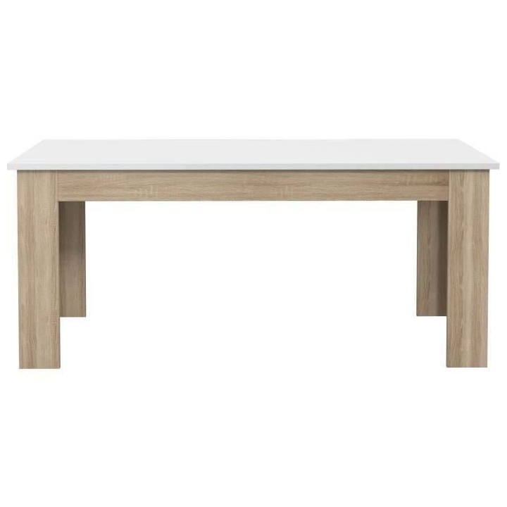 Table a manger PILVI - 8 personnes - Blanc et chene sonoma - L 180 x I