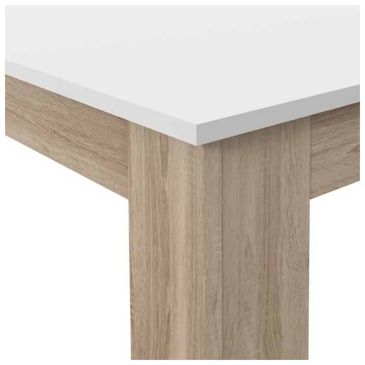 Table a manger PILVI - 8 personnes - Blanc et chene sonoma - L 180 x I