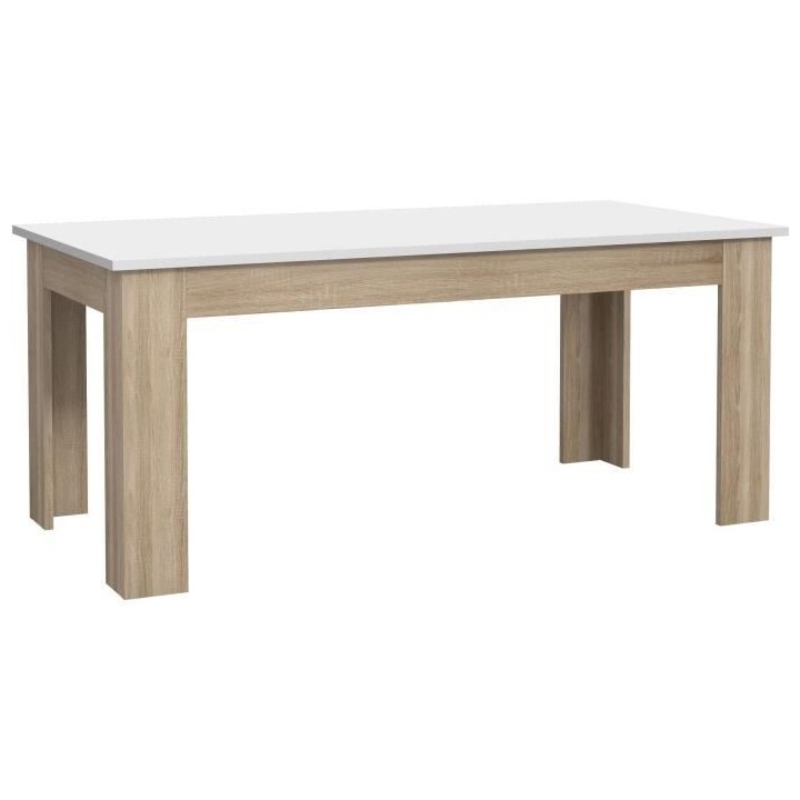 Table a manger PILVI - 8 personnes - Blanc et chene sonoma - L 180 x I