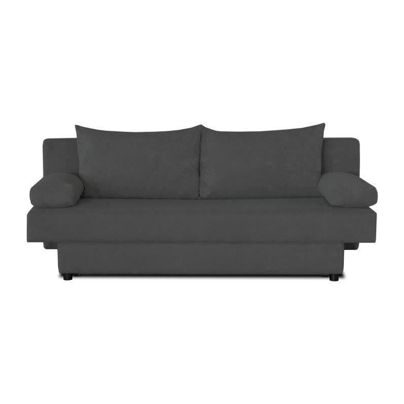 Banquette convertible 3 places Piry - Tissu gris - L 187 x P 88 cm