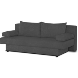 Banquette convertible 3 places Piry - Tissu gris - L 187 x P 88 cm