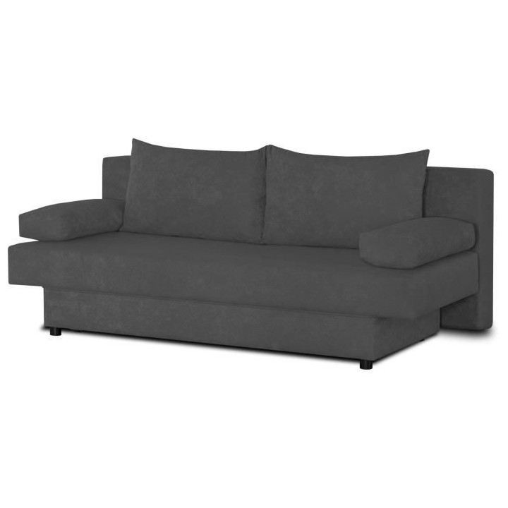 Banquette convertible 3 places Piry - Tissu gris - L 187 x P 88 cm