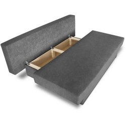 Banquette convertible 3 places Piry - Tissu gris - L 187 x P 88 cm