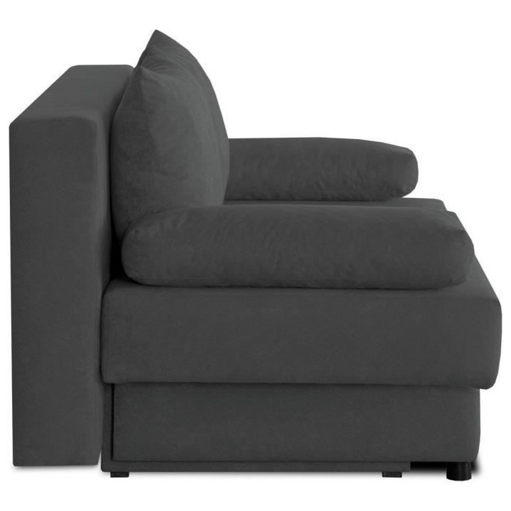 Banquette convertible 3 places Piry - Tissu gris - L 187 x P 88 cm