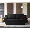 Banquette convertible PIRY 3 places - Tissu noir - Classique - L 187 x P 88 cm