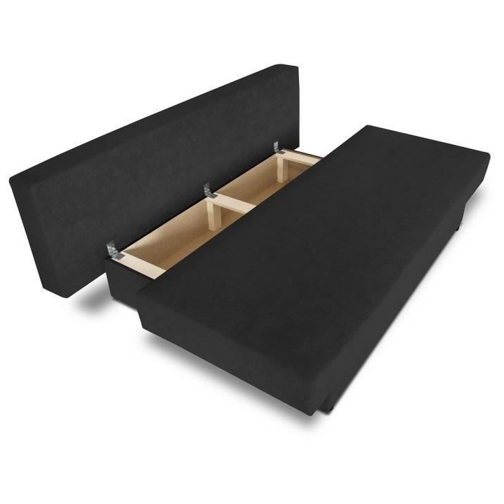 Banquette convertible PIRY 3 places - Tissu noir - Classique - L 187 x