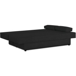 Banquette convertible PIRY 3 places - Tissu noir - Classique - L 187 x P 88 cm