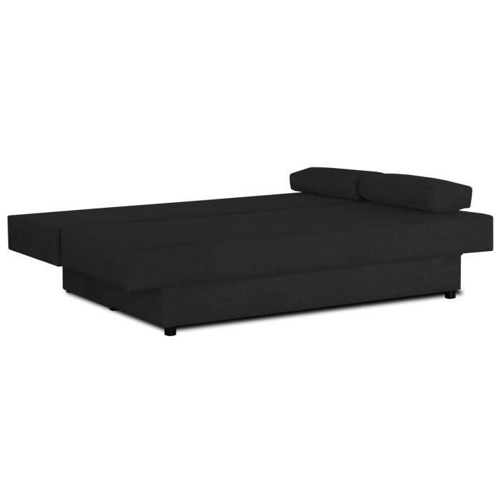 Banquette convertible PIRY 3 places - Tissu noir - Classique - L 187 x
