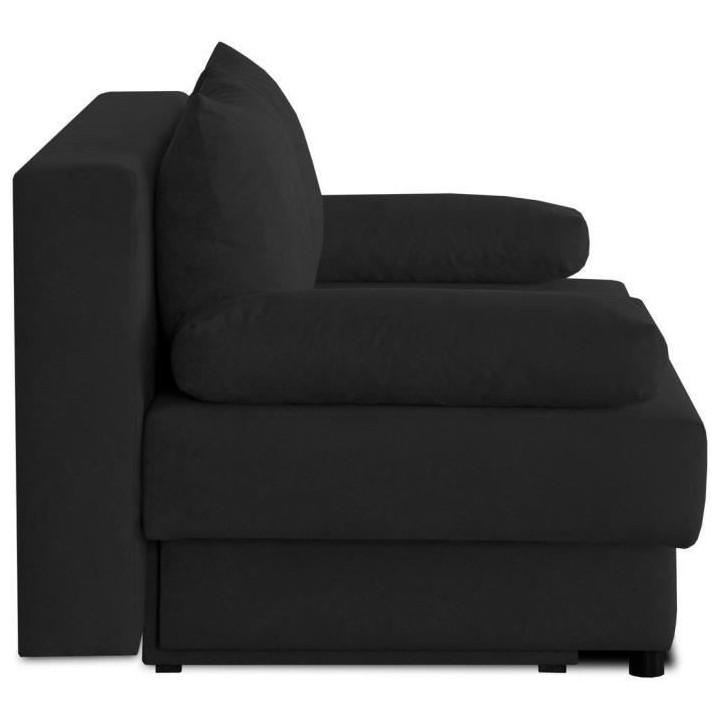 Banquette convertible PIRY 3 places - Tissu noir - Classique - L 187 x
