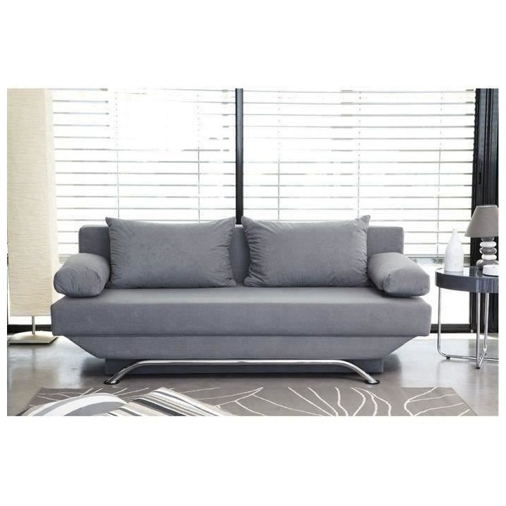 Banquette convertible 3 places Teijo - Tissu gris - L187 x P 91 x H 82