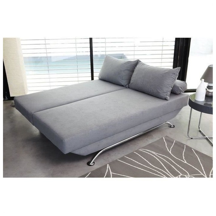 Banquette convertible 3 places Teijo - Tissu gris - L187 x P 91 x H 82