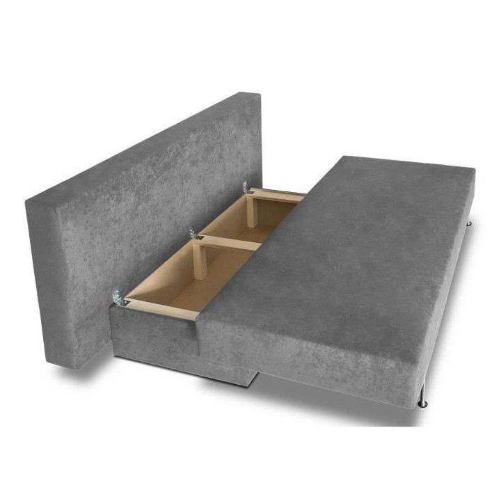 Banquette convertible 3 places Teijo - Tissu gris - L187 x P 91 x H 82