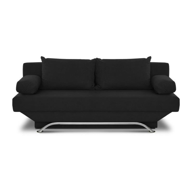 Banquette convertible TEIJO 3 places - Tissu noir - Contemporain - L187 x P 91 x H 82 cm