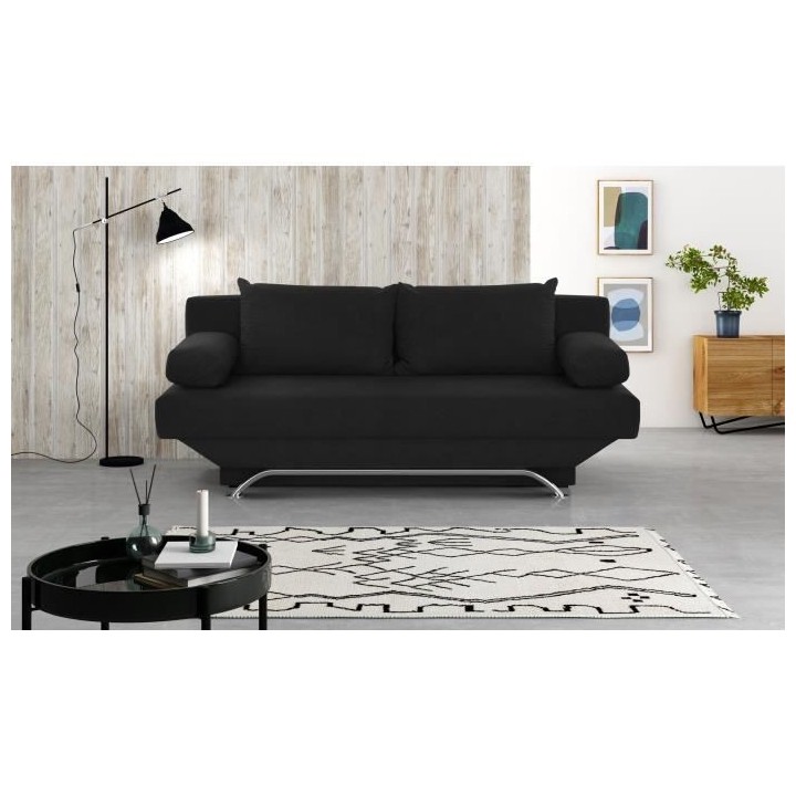 Banquette convertible TEIJO 3 places - Tissu noir - Contemporain - L18