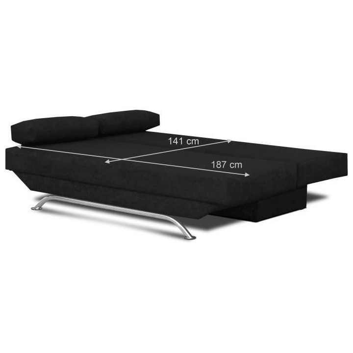 Banquette convertible TEIJO 3 places - Tissu noir - Contemporain - L18