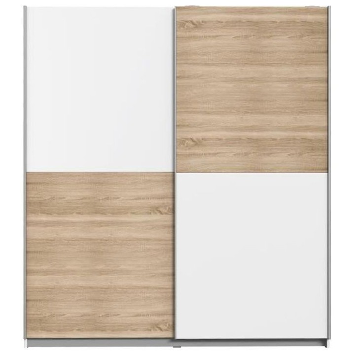 Armoire 2 portes coulissantes - Panneaux de particules - Décor chene