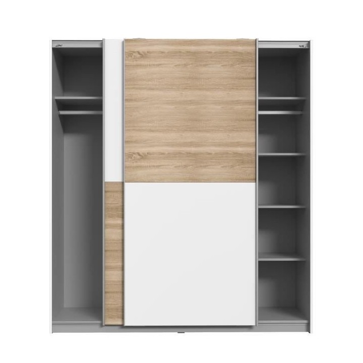 Armoire 2 portes coulissantes - Panneaux de particules - Décor chene