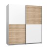 Armoire 2 portes coulissantes - Panneaux de particules - Décor chene et blanc - L 170,3 x P 61,2 x H 190,5 cm - ULOS