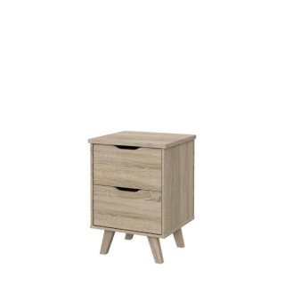 Chevet 2 tiroirs scandinave décor chene - L 45 - Pieds en massif - VA