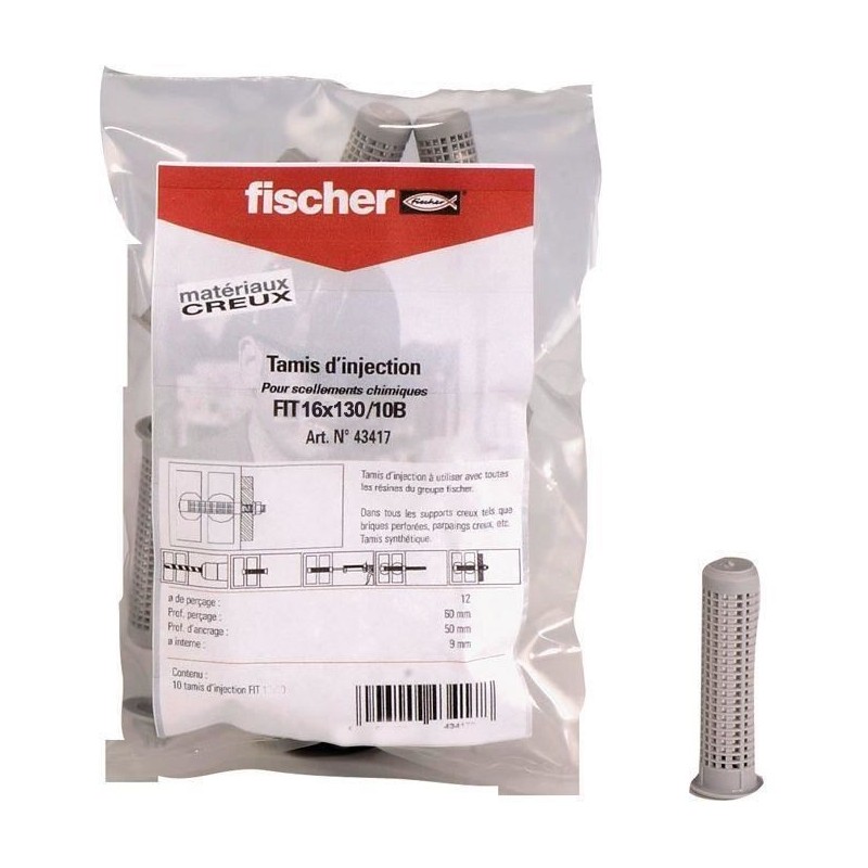 FISCHER - Tamis d'injection FIS HK 16x130 - Sachet de 10 tamis