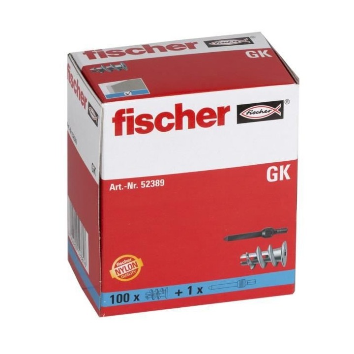 FISCHER - Cheville autoperceuse en nylon pour carton plâtre GK - Boî