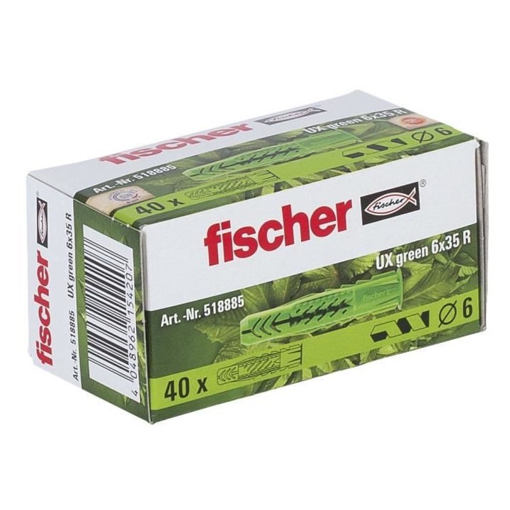 FISCHER - Cheville tous matériaux UX Green 6X35 avec collerette - fab