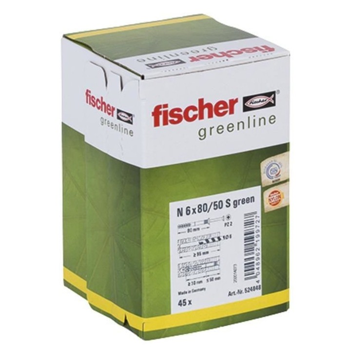 FISCHER - Cheville a frapper N Green 6x80/50 avec vis - fabriquée a b