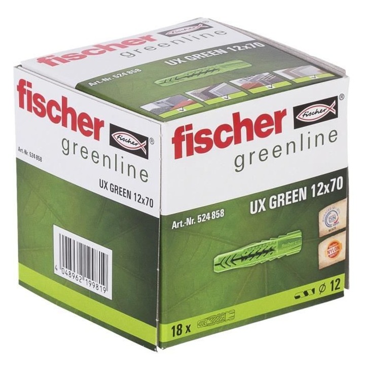 FISCHER - Cheville tous matériaux UX Green 12x70 - fabriquée a base