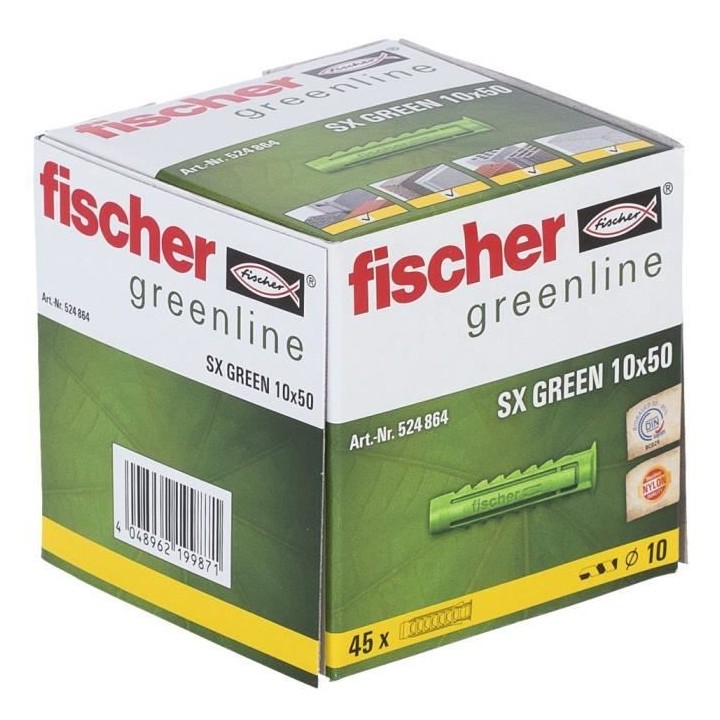 FISCHER - Cheville a quadruple expansion SX Green 10x50 mm - fabriqué