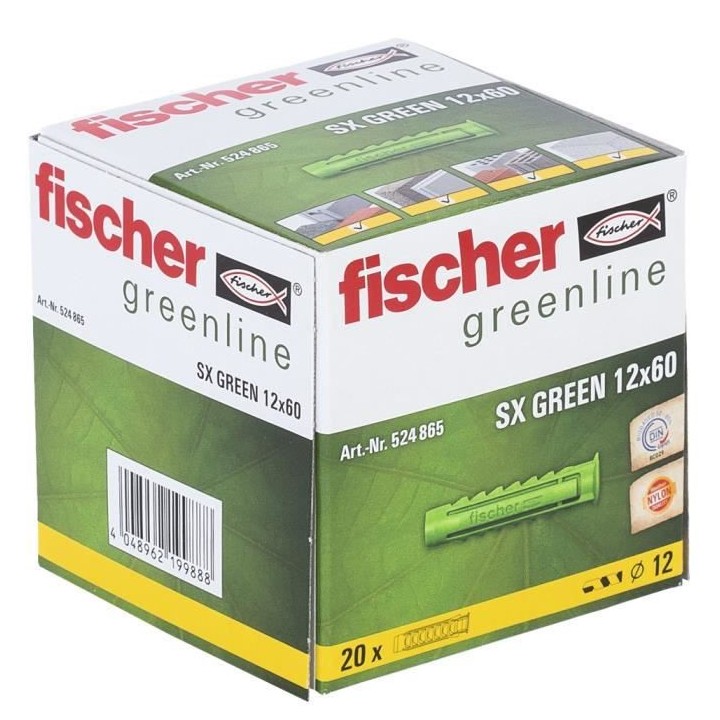 FISCHER - Cheville a quadruple expansion SX Green 12x60 mm - fabriqué