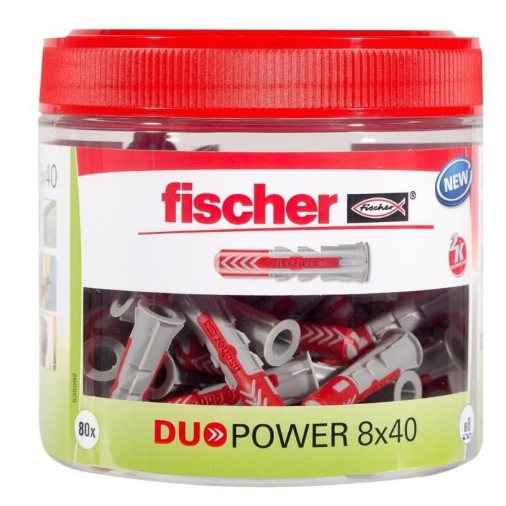 FISCHER - Cheville tous matériaux DuoPower 8x40 mm - RounBox de 80 pi