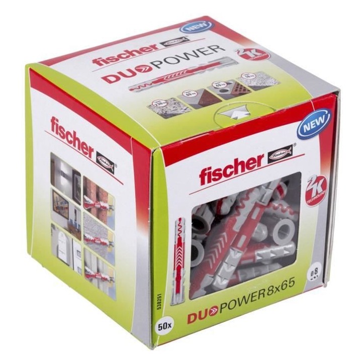 FISCHER - Cheville tous matériaux DuoPower 8x65 mm - Boîte de 50