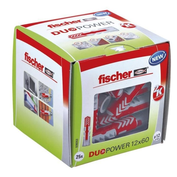 FISCHER - Cheville tous matériaux DuoPower 12x60 mm - Boîte de 25