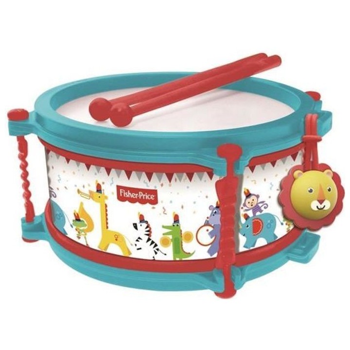 FISHER PRICE Tambour - Diametre 16 cm - Avec boîte plastique