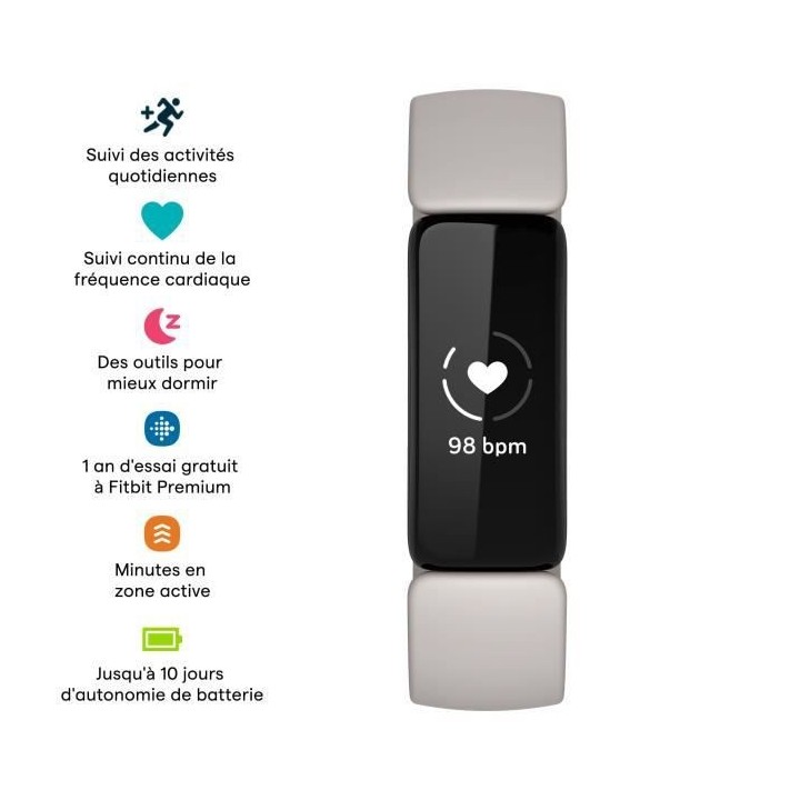 FITBIT Inspire 2 - Bracelet connecté - Autonomie 10 jours - Blanc