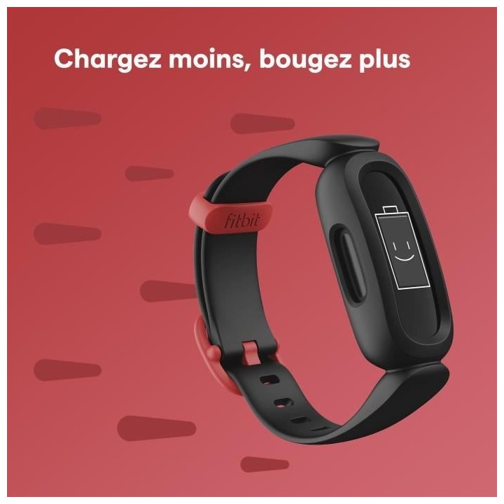 FITBIT Ace 3 - Bracelet connecté enfant - Noir et rouge